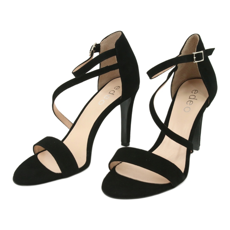 Black Leather sandals on the Edeo 3344 high heel 3 Black Leather sandals on the Edeo 3344 high heel 3