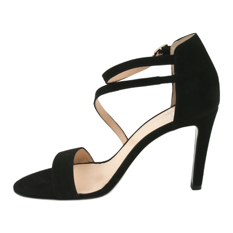 Black Leather sandals on the Edeo 3344 high heel 2 Black Leather sandals on the Edeo 3344 high heel 2