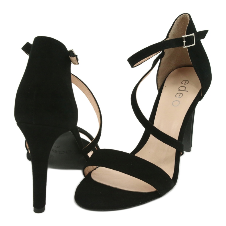 Black Leather sandals on the Edeo 3344 high heel 4 Black Leather sandals on the Edeo 3344 high heel 4