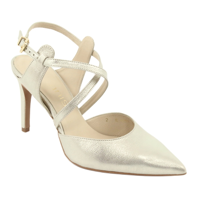 Anis Women's leather sandals gold platinum stripes 4771 golden 1