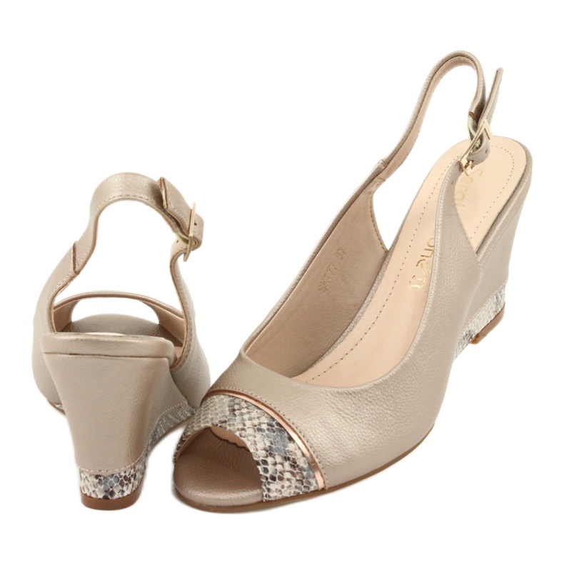 Gold capuccino sandals Sergio Leone 777 beige brown golden 4