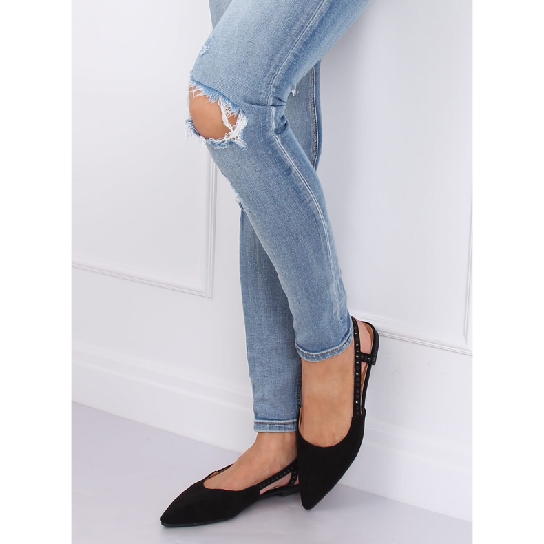 Black ballerinas with open heel YJ335 Black 1