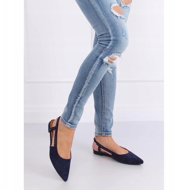 Ballerinas with open heels navy blue YJ335 Blue 1