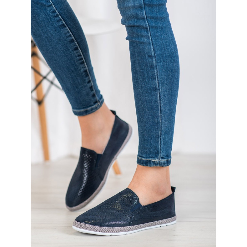 Goodin Openwork Leather Espadrilles blue 2