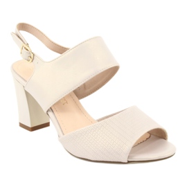 Sergio Leone Women's pearl beige sandals SK778 on the post 1 Sergio Leone Women's pearl beige sandals SK778 on the post 1