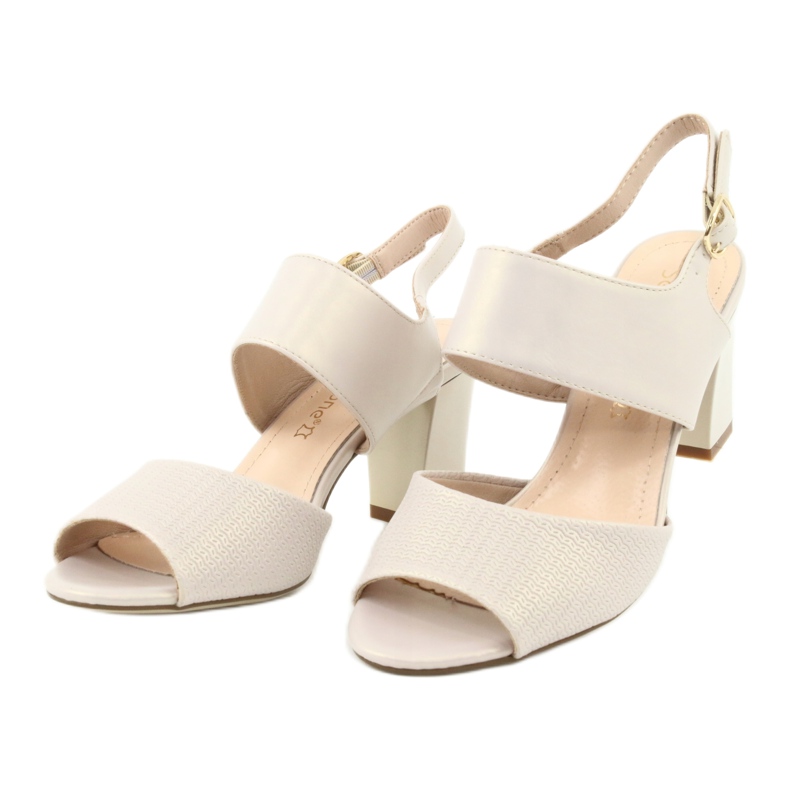 Sergio Leone Women's pearl beige sandals SK778 on the post 3 Sergio Leone Women's pearl beige sandals SK778 on the post 3