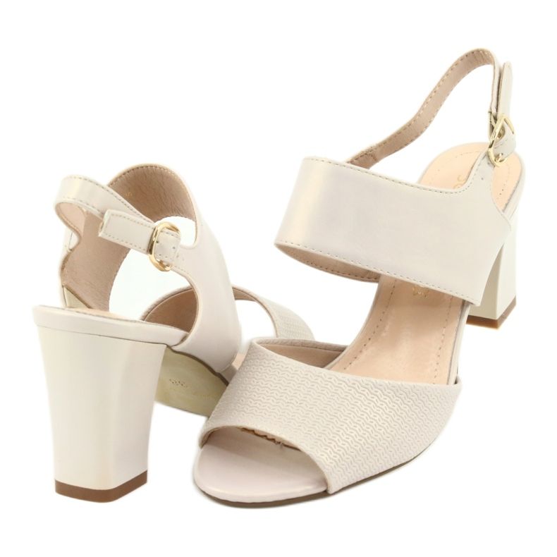 Sergio Leone Women's pearl beige sandals SK778 on the post 4 Sergio Leone Women's pearl beige sandals SK778 on the post 4