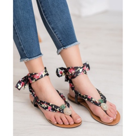 SHELOVET Tied Sandals With Pineapple black multicolored 2