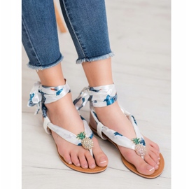 SHELOVET Tied Sandals With Pineapple white multicolored 2