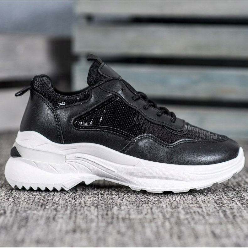 SHELOVET Fashionable Sneakers With Sequins black 1