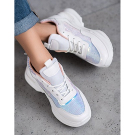 SHELOVET Fashionable Sneakers With Sequins white 1