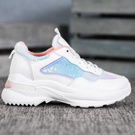 SHELOVET Fashionable Sneakers With Sequins white 2