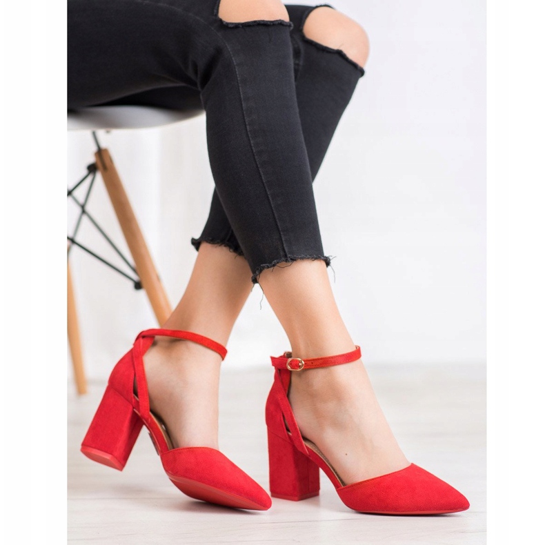 Seastar Stylish Suede Pumps red 2