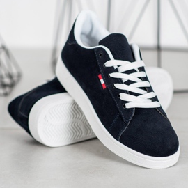 SHELOVET Comfortable Eco-Leather Shoes navy blue 1