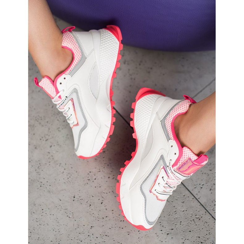 SHELOVET Sneakers With Pink Sole white 1 SHELOVET Sneakers With Pink Sole white 1