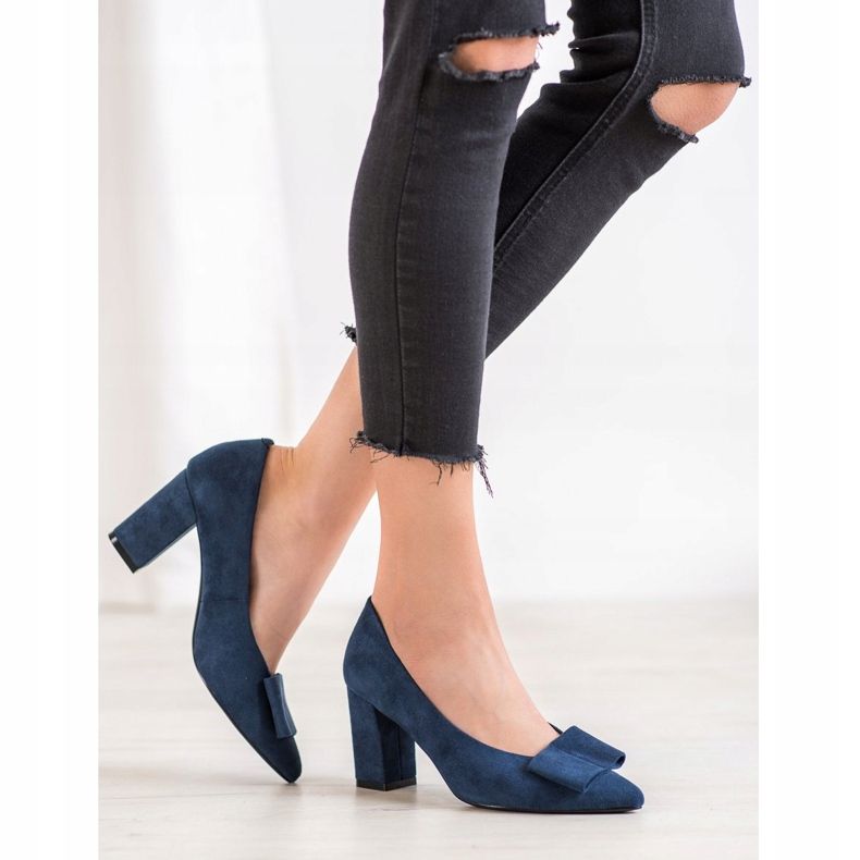 W. Potocki Glitter Pumps With A Bow blue 2