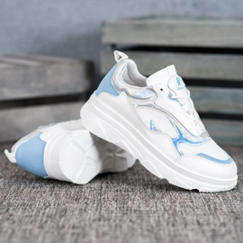SHELOVET Fashionable White Sneakers blue 1