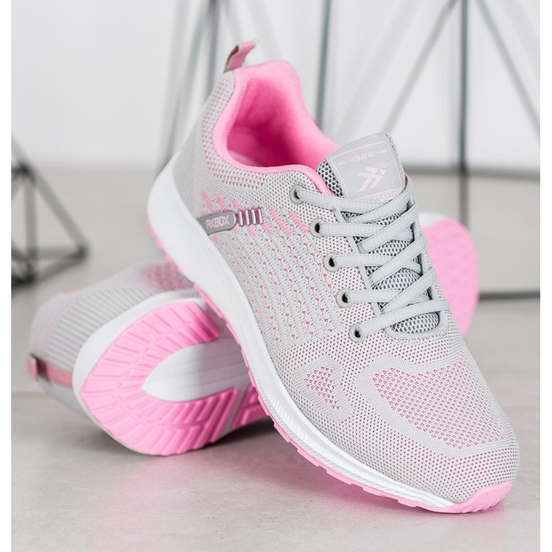 Ax Boxing Comfortable Openwork Sports Shoes pink grey 1