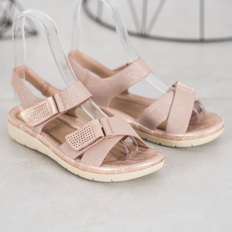 VINCEZA Velcro Sandals pink 1