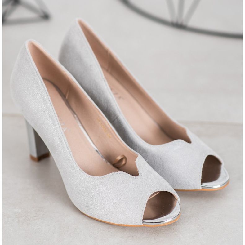 Open Toe VINCEZA pumps grey 2 Open Toe VINCEZA pumps grey 2
