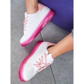 SHELOVET Shoes With Neon Sole white pink 1 SHELOVET Shoes With Neon Sole white pink 1