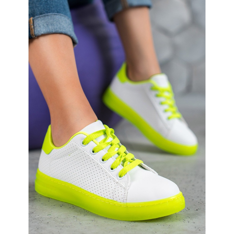 SHELOVET Shoes With Neon Sole white yellow 1 SHELOVET Shoes With Neon Sole white yellow 1