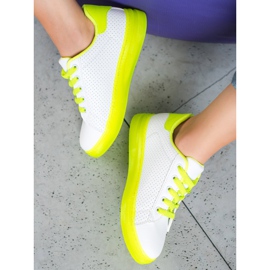 SHELOVET Shoes With Neon Sole white yellow 2