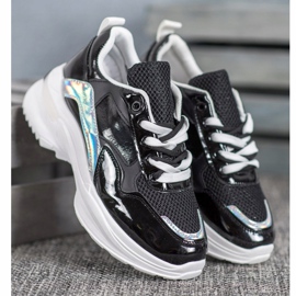 SHELOVET Stylish Eco Leather Sneakers black 1