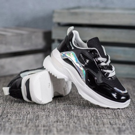 SHELOVET Stylish Eco Leather Sneakers black 2