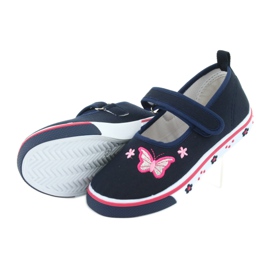 Atletico butterfly ballerinas with leather insole navy blue pink 4