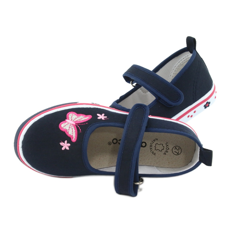 Atletico butterfly ballerinas with leather insole navy blue pink 5
