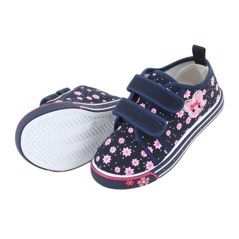 Atletico daisy velcro sneakers navy blue pink 4