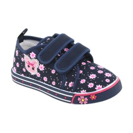 Atletico daisy velcro sneakers navy blue pink 1