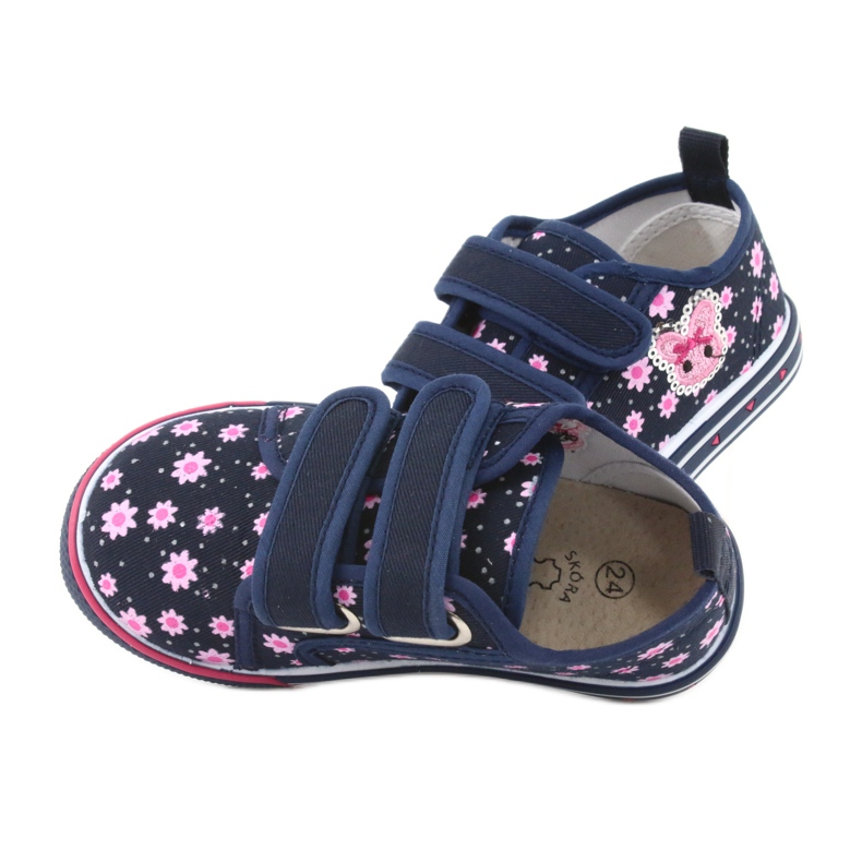 Atletico daisy velcro sneakers navy blue pink 5