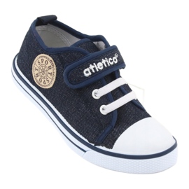 Sneakers with leather insert Atletico BSM029 navy blue 1 Sneakers with leather insert Atletico BSM029 navy blue 1