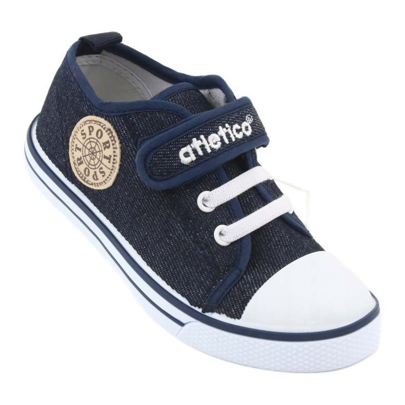 Sneakers with leather insert Atletico BSM029 navy blue 1 Sneakers with leather insert Atletico BSM029 navy blue 1