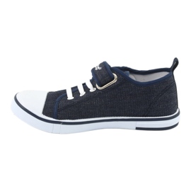 Sneakers with leather insert Atletico navy blue jeans BSM029 2