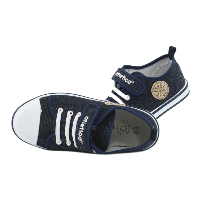 Sneakers with leather insert Atletico navy blue jeans BSM029 6