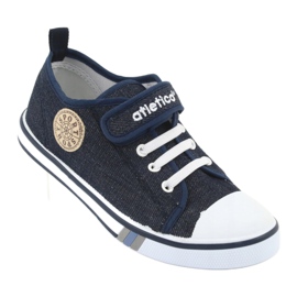 Sneakers with leather insert Atletico navy blue jeans BSM029 1