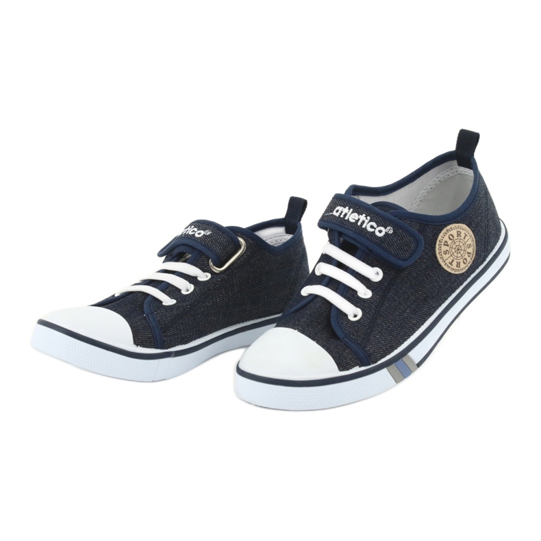 Sneakers with leather insert Atletico navy blue jeans BSM029 3