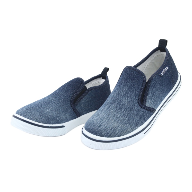 Children's ATLETICO BAM060 denim slip-on sneakers blue 2