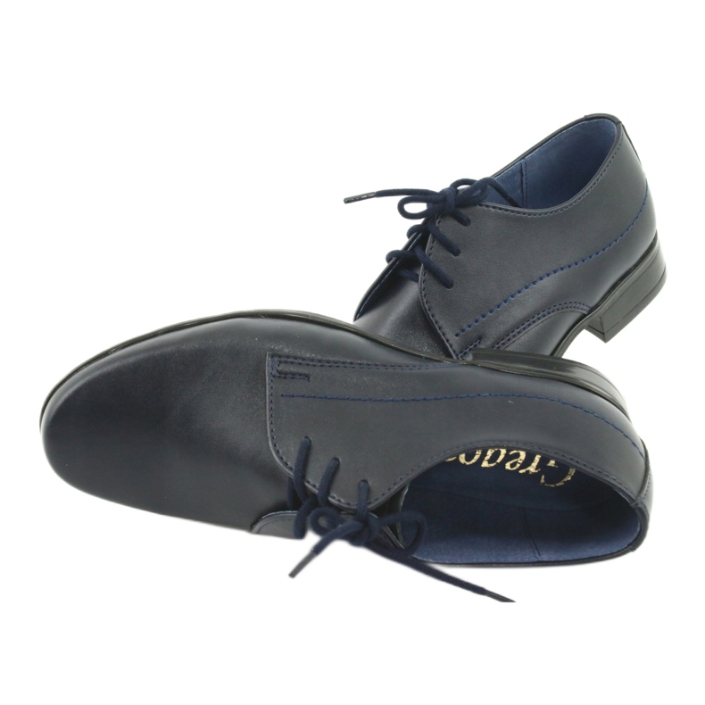 Gregors Boys shoes leather navy blue insert 6