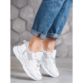 SHELOVET Sneakers On The Platform With Glitter white 1
