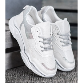 SHELOVET Sneakers On The Platform With Glitter white 2