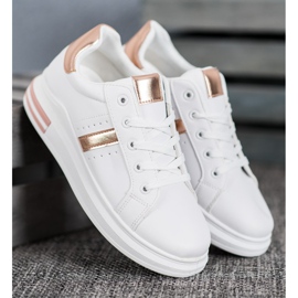 SHELOVET Sports shoes with gold inserts white 2