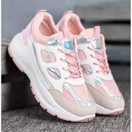 SHELOVET Comfortable Sneakers With Mesh white pink multicolored 1