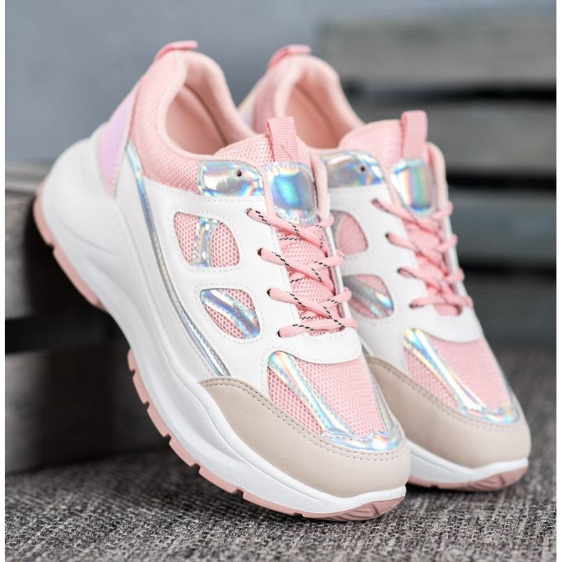 SHELOVET Comfortable Sneakers With Mesh white pink multicolored 1