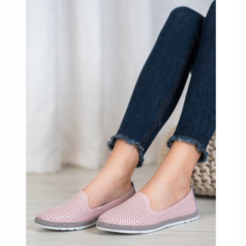 Filippo Leather Openwork Lords pink 1
