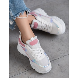 SHELOVET White Sneakers With Holo Effect multicolored 1