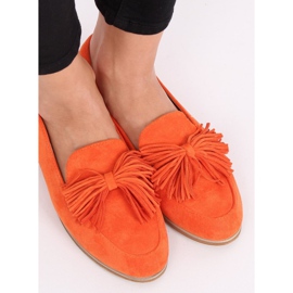 Orange women's loafers with fringes T357P Orange 2